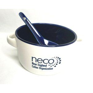 Neco New England Celiac Organization Graphic Glass Soup Bowl With Glass Spoon